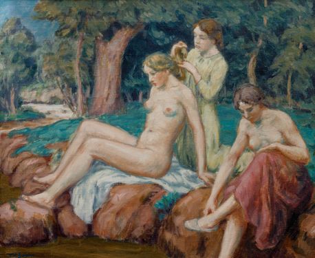 Three Young Women by a Brook