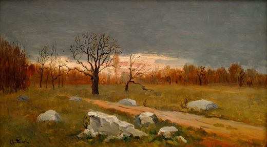 Path in Fontainebleau With Sunset (Landscape in Fontainebleau)