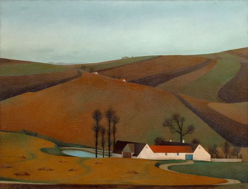 Farmhouse in the brown fields
