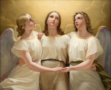 Three embracing angels