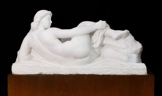 Woman Lying in Bath with Drapery