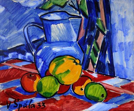 Still Life with Apples and a Blue Jug