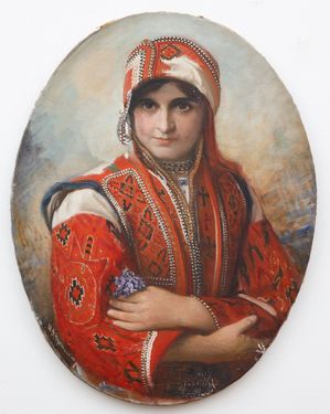 Balkan Girl in a Folk Costume