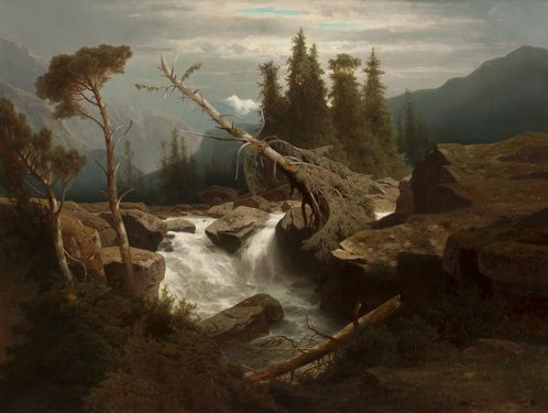 Mountain landscape with the wild river