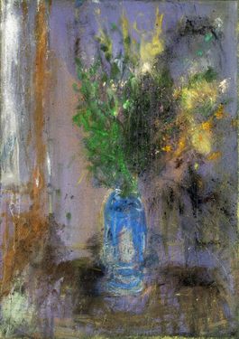 Bouquet in blue vase