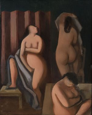 Three women in a bath