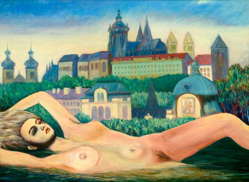 Lying Nude with Prague