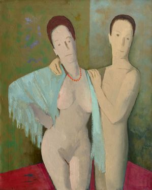 Lovers (Nude with Green Scarf)