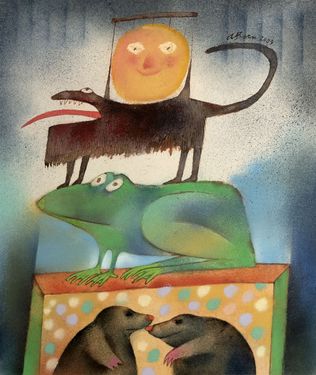 Moles, Frog, Dog and Sun