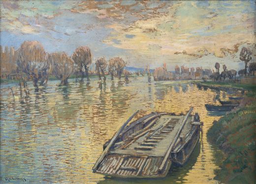 Ships on the Seine near Les Andelys