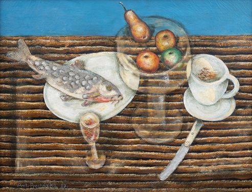 Skleněný podnos a ryba