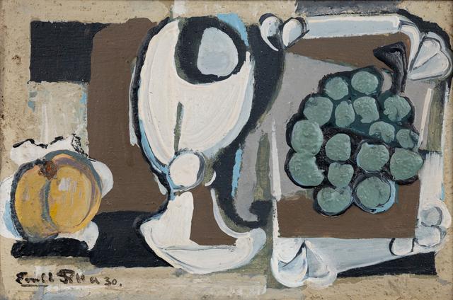 Still Life with Goblet, Apple and a Bunch of Grapes on Tray