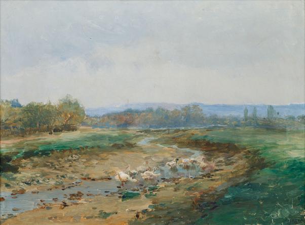Geese by the Stream