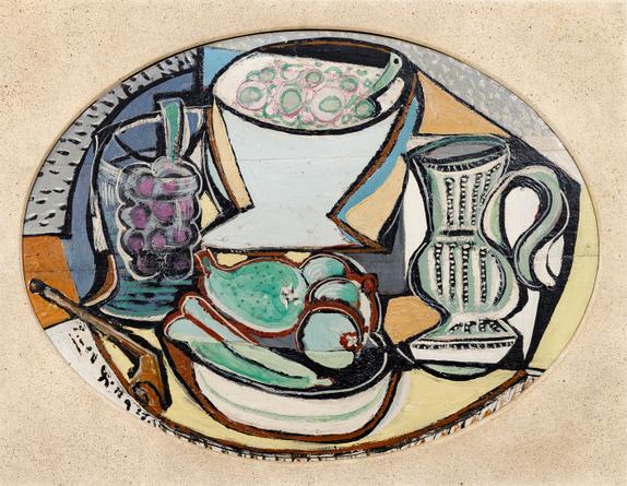 Still Life with Grapes, Pipe and Basket of Pears