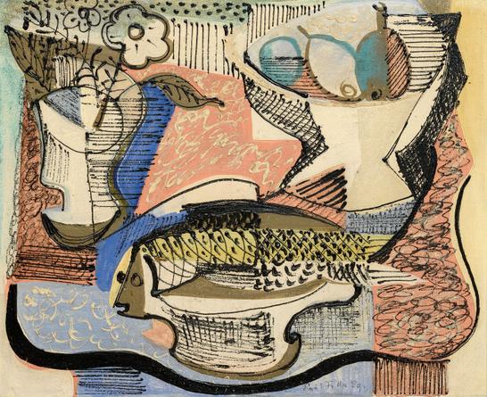 Still Life with Fish and Flowers in Vase
