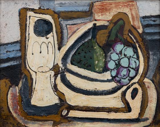 Still Life with Glass, Pipe and Fruit