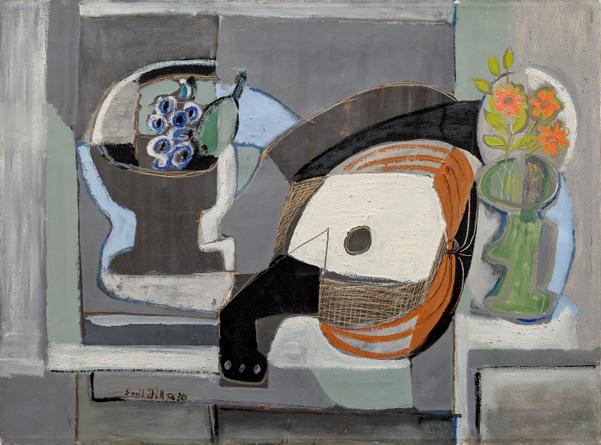 Still Life with White Mandolin and Bowl of Fruit