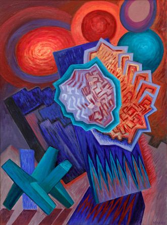 Composition with Blue Prisms