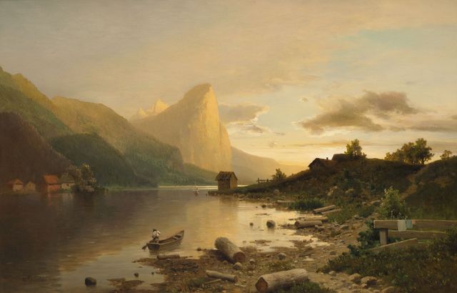 Evening on Lake Mondsee with Dragon Rock