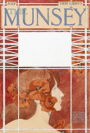 konvolut tří návrhů obálek časopisu The Munsey a jednoho volného grafického listu