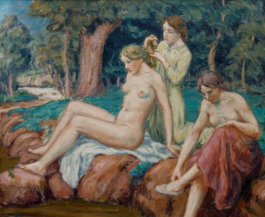 Three Young Women by a Brook