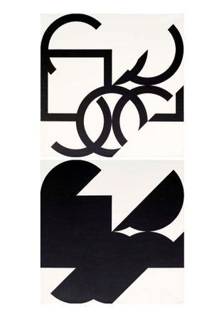 Divided Circles and a Square, Two Dimensions (diptych)