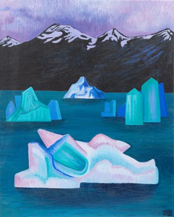 Icebergs in a Mountain Lake