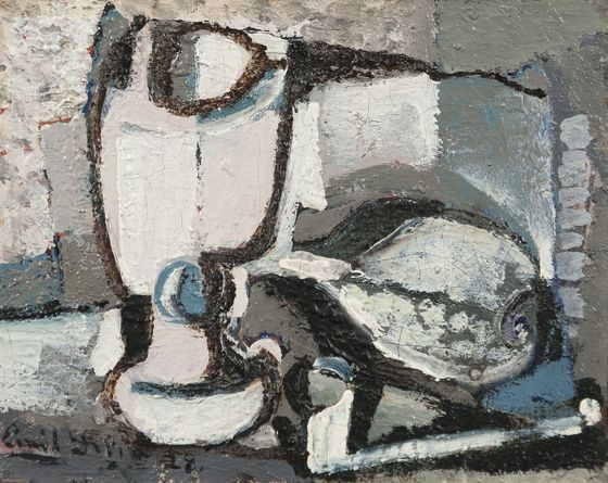 Still life with glass and pipe