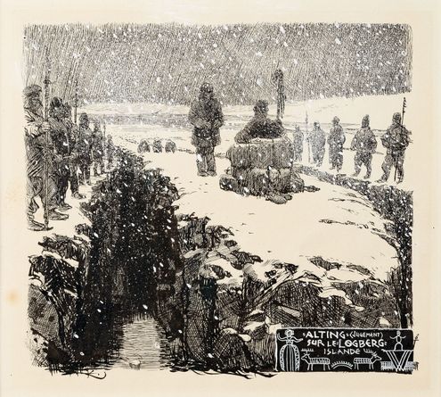 Carolingiens et Normands (Karlovci a Normani), „Alting“ (Jugement), sur le: Logberg: Islande, viněta na konci kapitoly