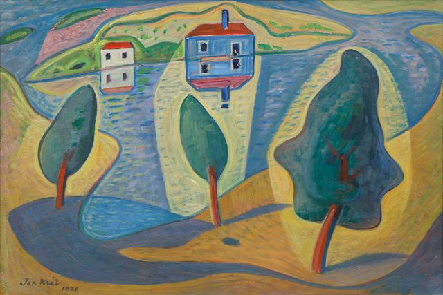 Landscape with Blue House
