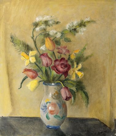 Květiny v malovaném džbánku